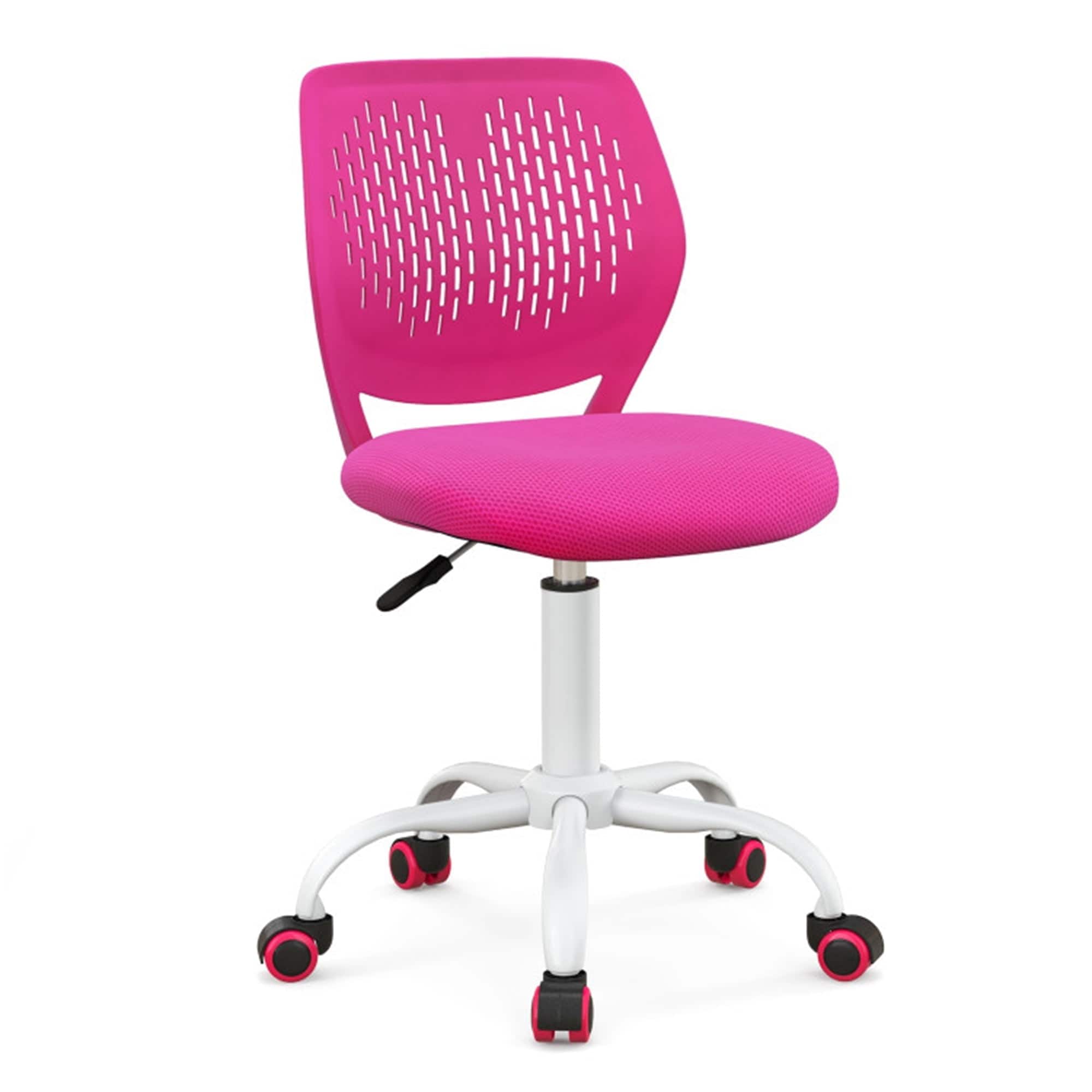 Pefilos - Ergonomic Study Chair with Adjustable Height, Rolling Work Computer Desk Chair - Pink