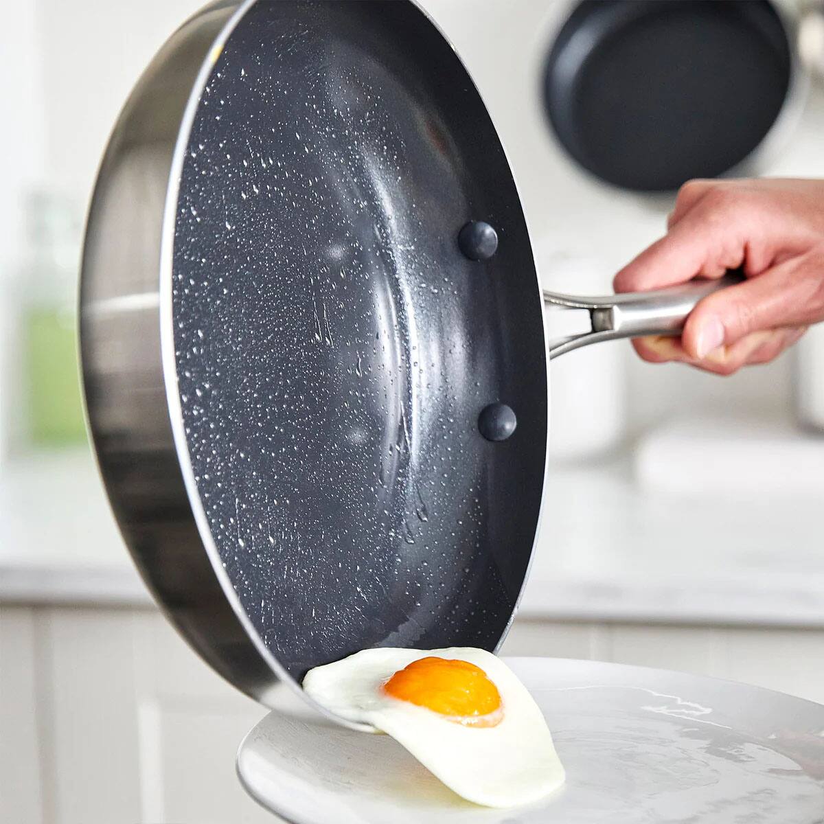 Alt View 1. Alva - 11" Cookware Tri-Ply Stainless Steel Ceramic Nonstick Frying Pan Triple Steel - Silver.