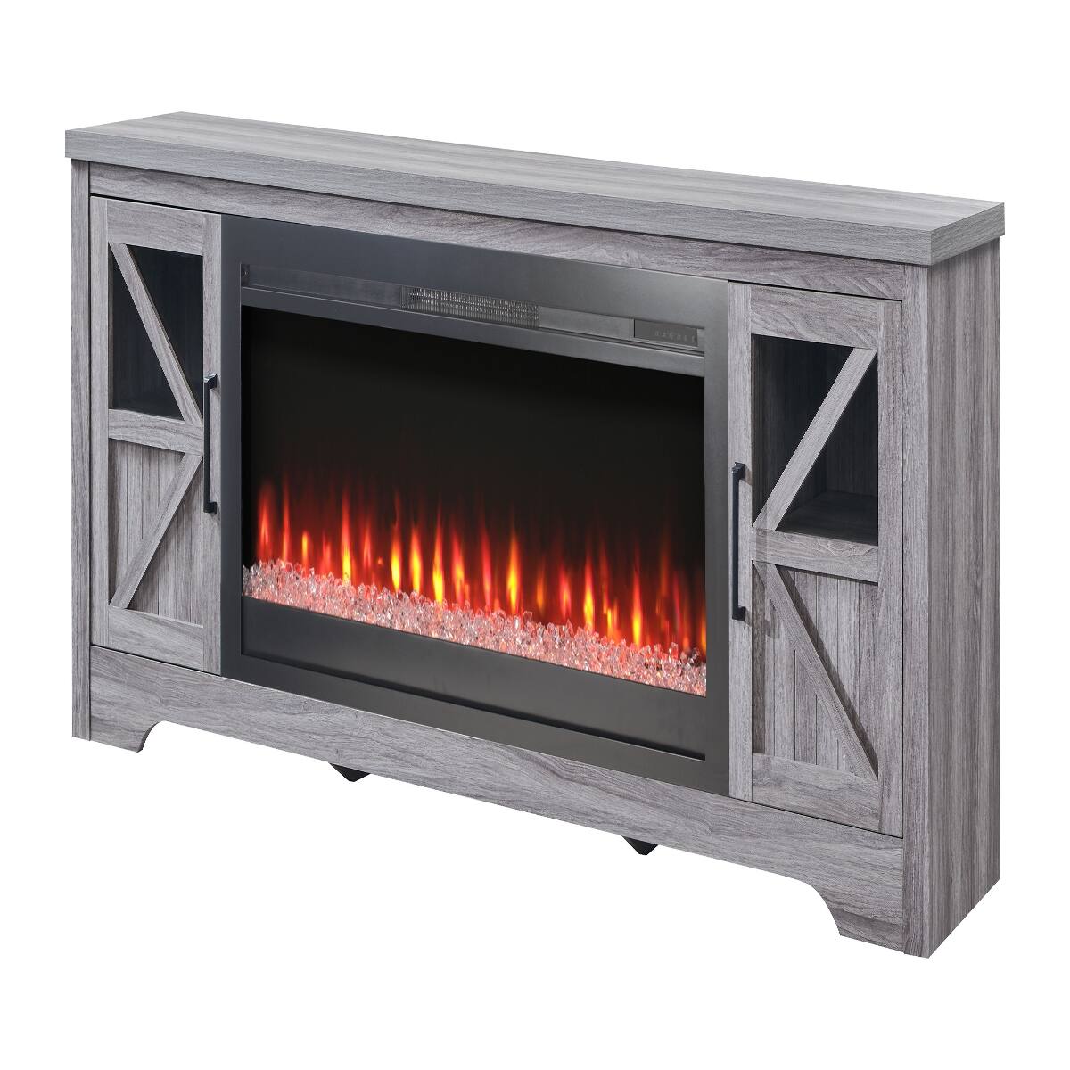 Alt View 7. Loheer - Loheer 75 inch fireplace tv stand for 80 inch tv Gray Wash - Gray Wash.