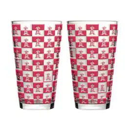 Logo Brands - Los Angeles Angels Two-Pack Gridiron Stained 16oz. Pint Glass Set - Multicolor