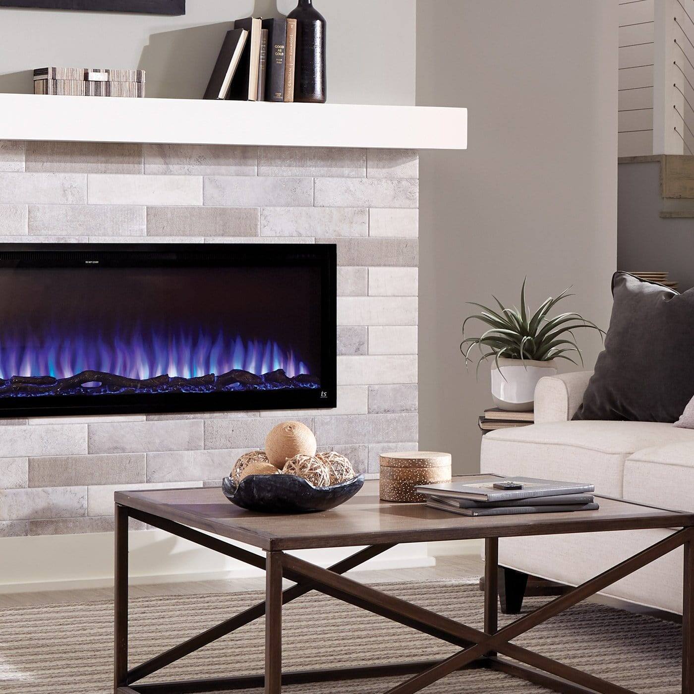 Alt View 8. Touchstone Home Products - 50 in. Wall Mounted Recessed Sideline Elite Smart Electric Fireplace 1500W - Black.
