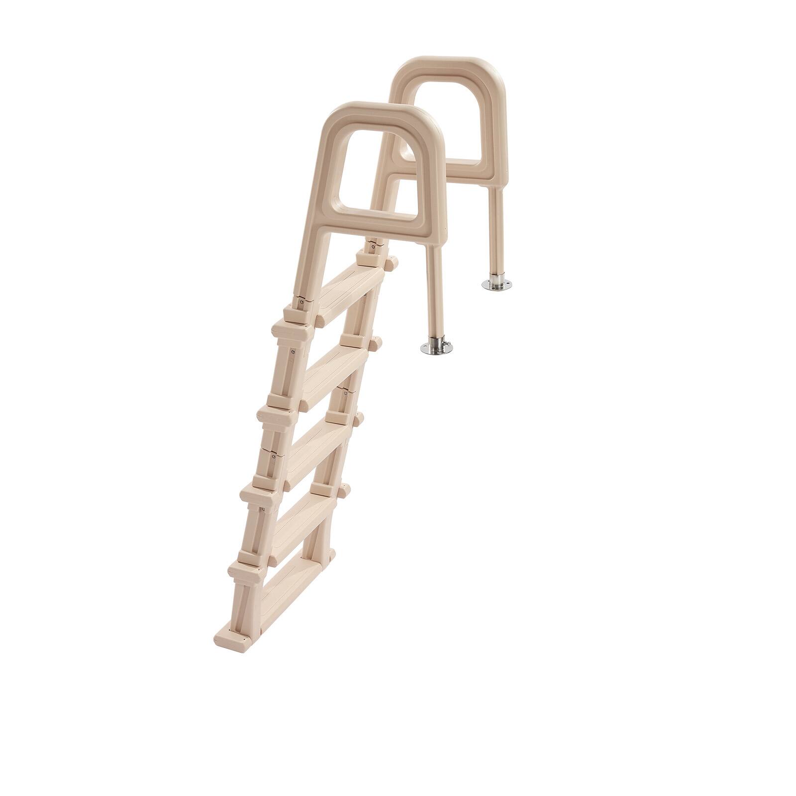 Alt View 5. VEVOR - Swimming Pool Ladder, Inclined 5-Step Double Handrails Stair, Non-slip Wide Step, 300 lbs Load Capacity - Taupe.