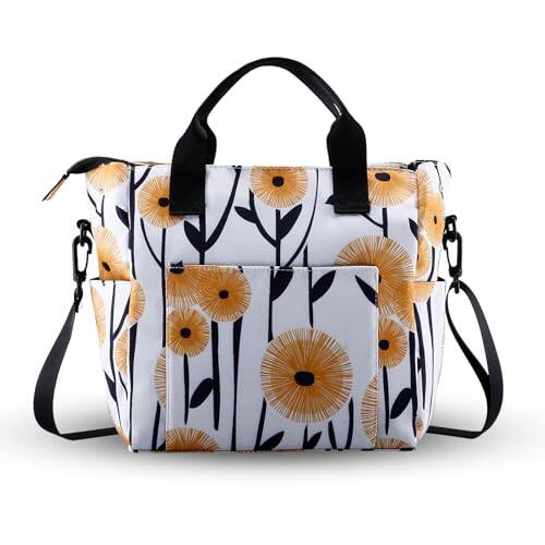 Front. Vulpecula Spade - Crossbody Shoulder Bag for Women - Water Resistant Casual Handbag Purse with Multiple Pockets, Adjustable Strap - Dandelion.