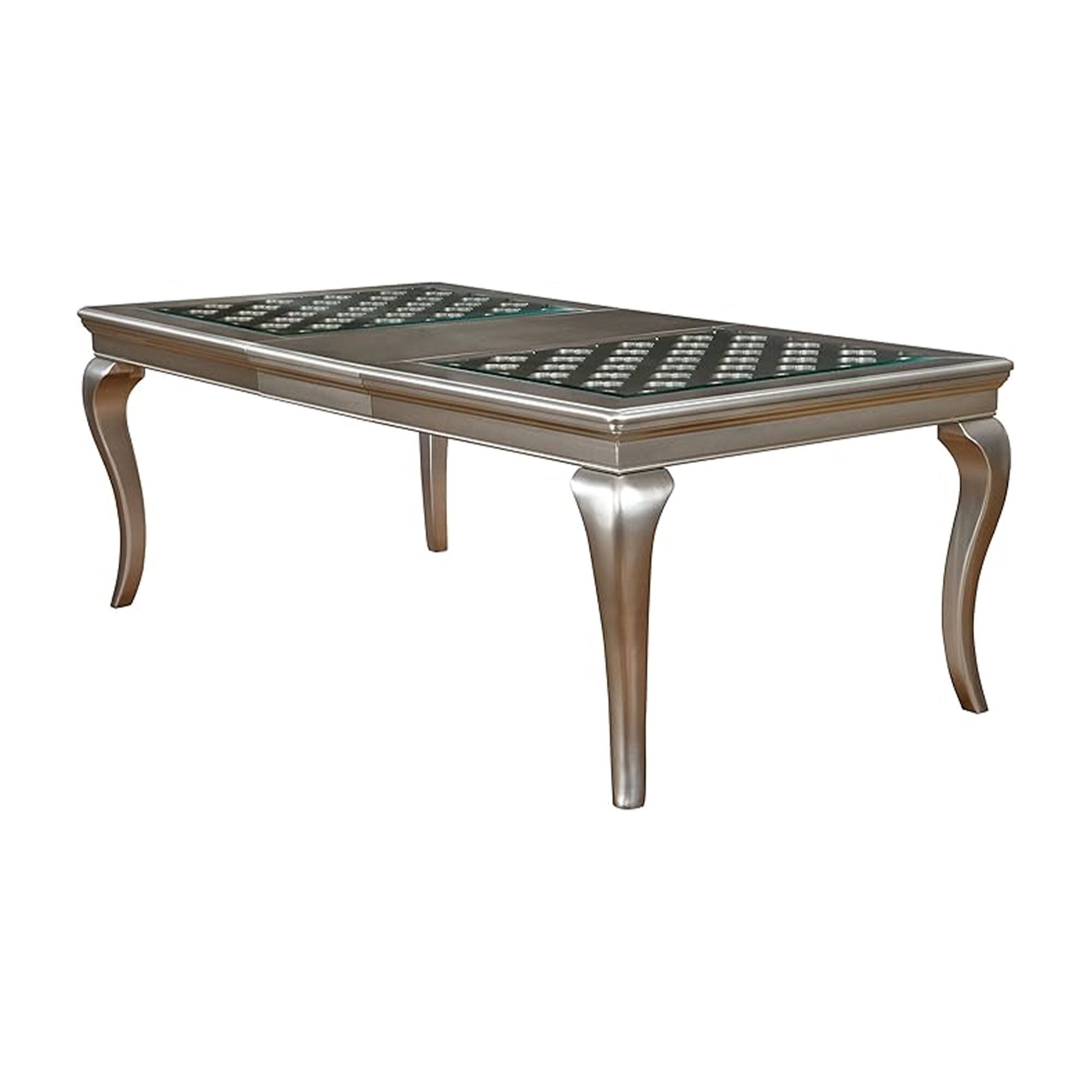 Alt View 2. Manhattan Lane - Nery 9pc Dining Table Chair Set, 66-84 Inch Extendable Gray Glass Top - Champagne Gray, Clear.