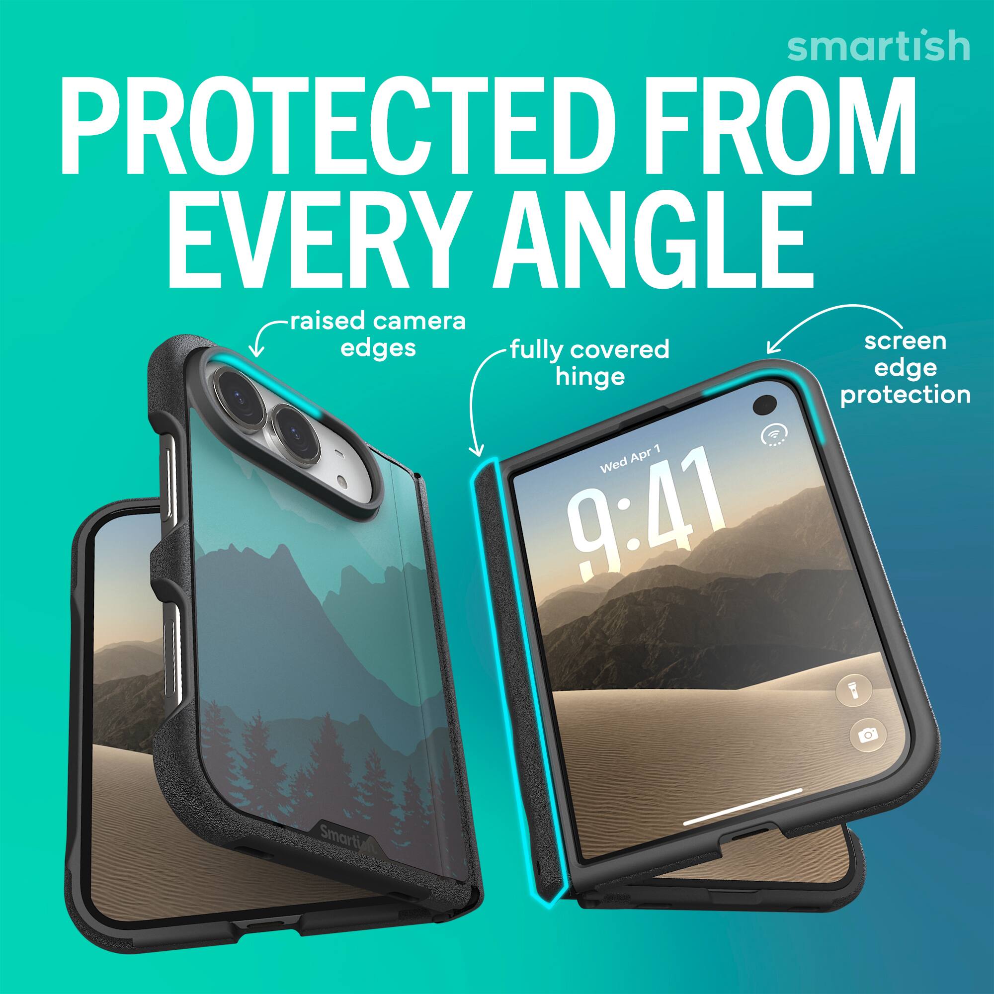 smartish PROTECTED FROM EVERY ANGLE raised camera edges covered screen fully hinge edge protection 1 Wed Apr 9:41