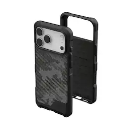 UAG - iPhone 17 Pro Max Case with MagSafe, Vegan Leather with Micro Hex Camo, Sleek Rugged Protective Cover, Metropolis LT - Micro Hex Camo Graphite