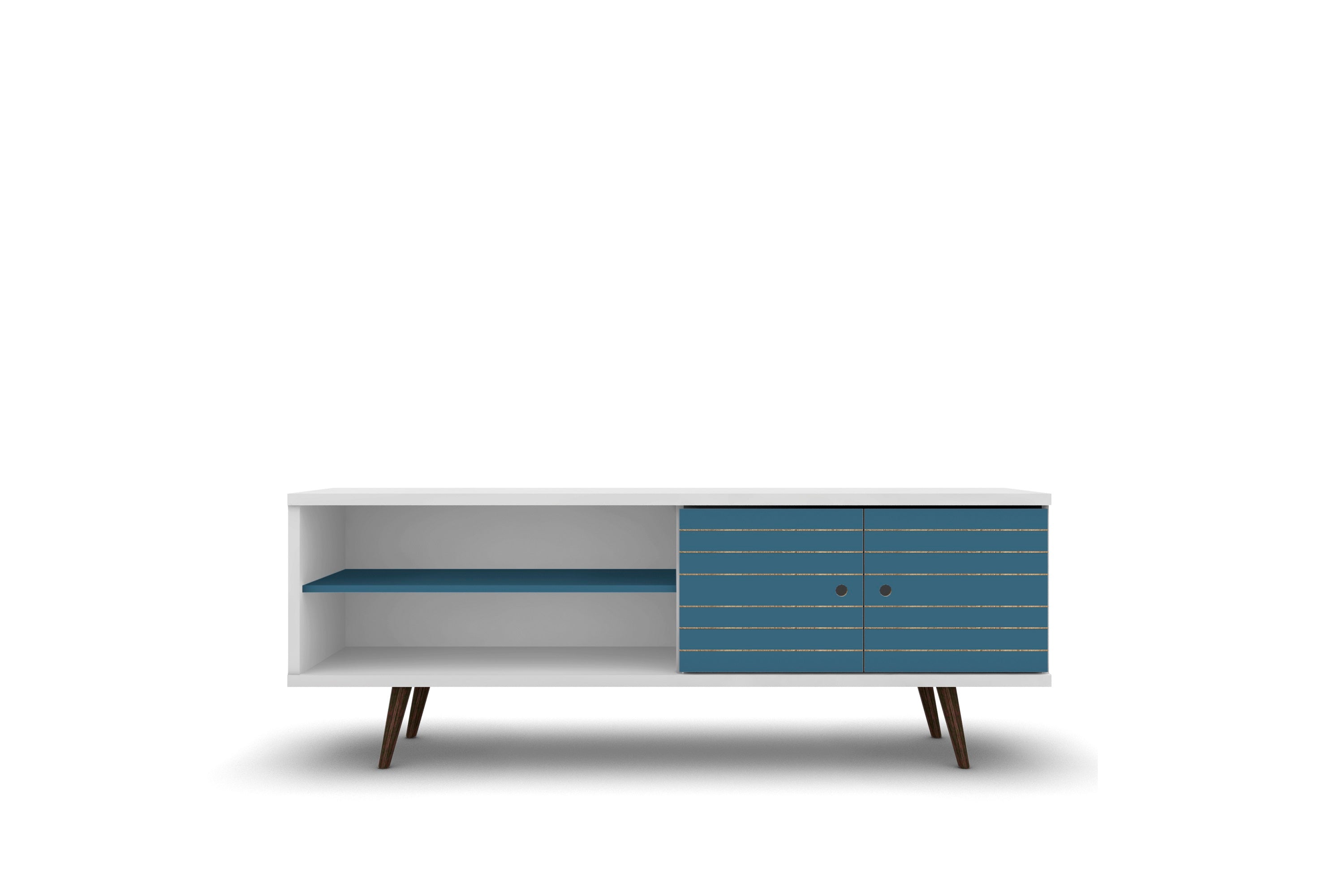 Alt View 4. Manhattan Comfort - Liberty Mid-Century Modern 63" TV Stand in Blue Slate and White - Blue Slate and White.
