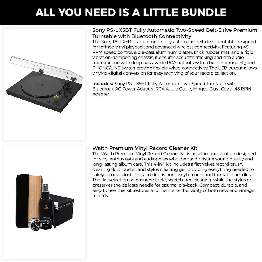 Turntable Rpm Switch Sony PS LX5BT Automatic Turntable & Waith Vinyl Record Cleaner Kit ...
