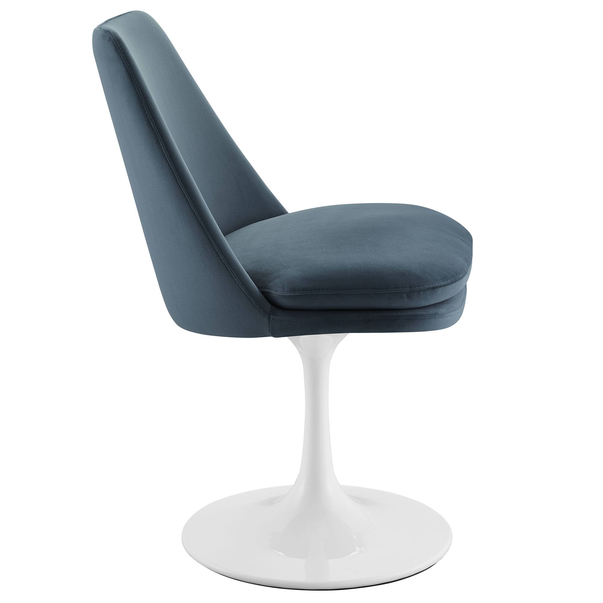 Back. Modway - Lippa Swivel Dining Performance Velvet Side Chair by Modway - Blue.