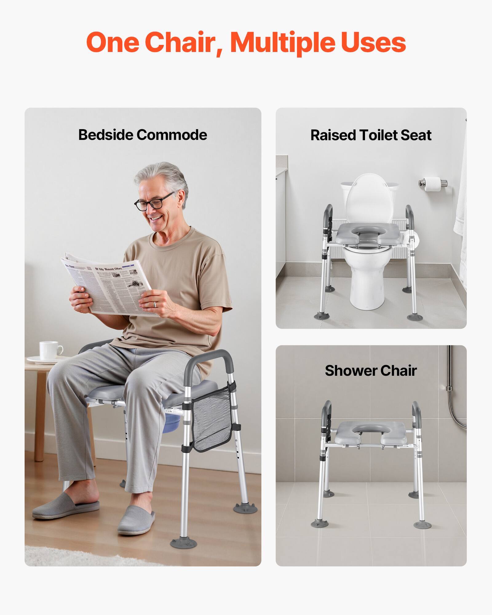 COMMODE CHAIR ポータブルトイレ 新品未使用 VEVOR Bedside Commode Chair, 500 lbs Capacity, 4 in 1 Portable