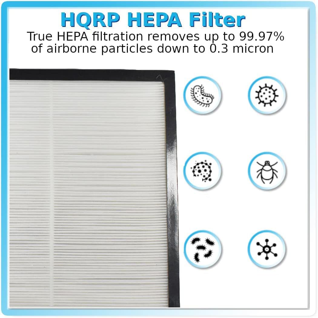 HQRP HEPA Filter  
True HEPA filtration removes up to 99.97% of airborne particles down to 0.3 micron