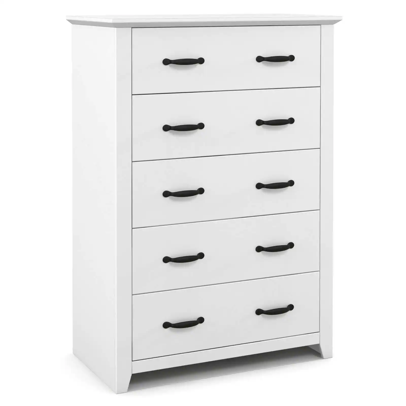 Front. Costway - Costway 5 Drawer Chest Storage Dresser Tall Cabinet Organizer Bedroom Hallway - White.