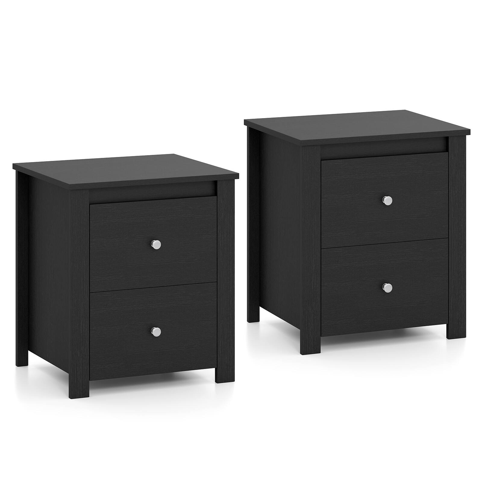 Alt View 9. Gymax - Gymax 2PCS Nightstand w/ 2 Drawers Bedside Table Floor Standing Sofa Side Table Black - Black.