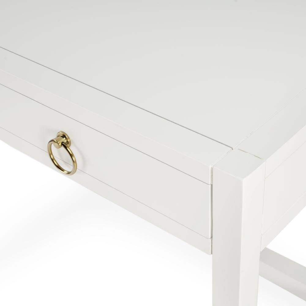 Alt View 2. Starlight Canyon Home - White Writing Desk with Drawer – Narrow Desk with Drawers for Home Use - White.