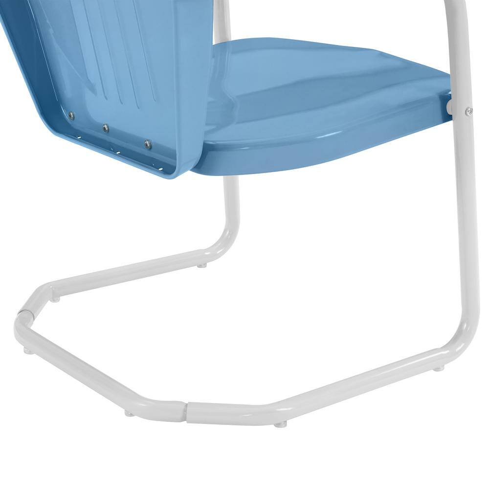 Alt View 7. Crosley Furniture - Griffith 3Pc Retro Outdoor Bistro Set - Bistro Table & 2 Chairs - Sky Blue Gloss.