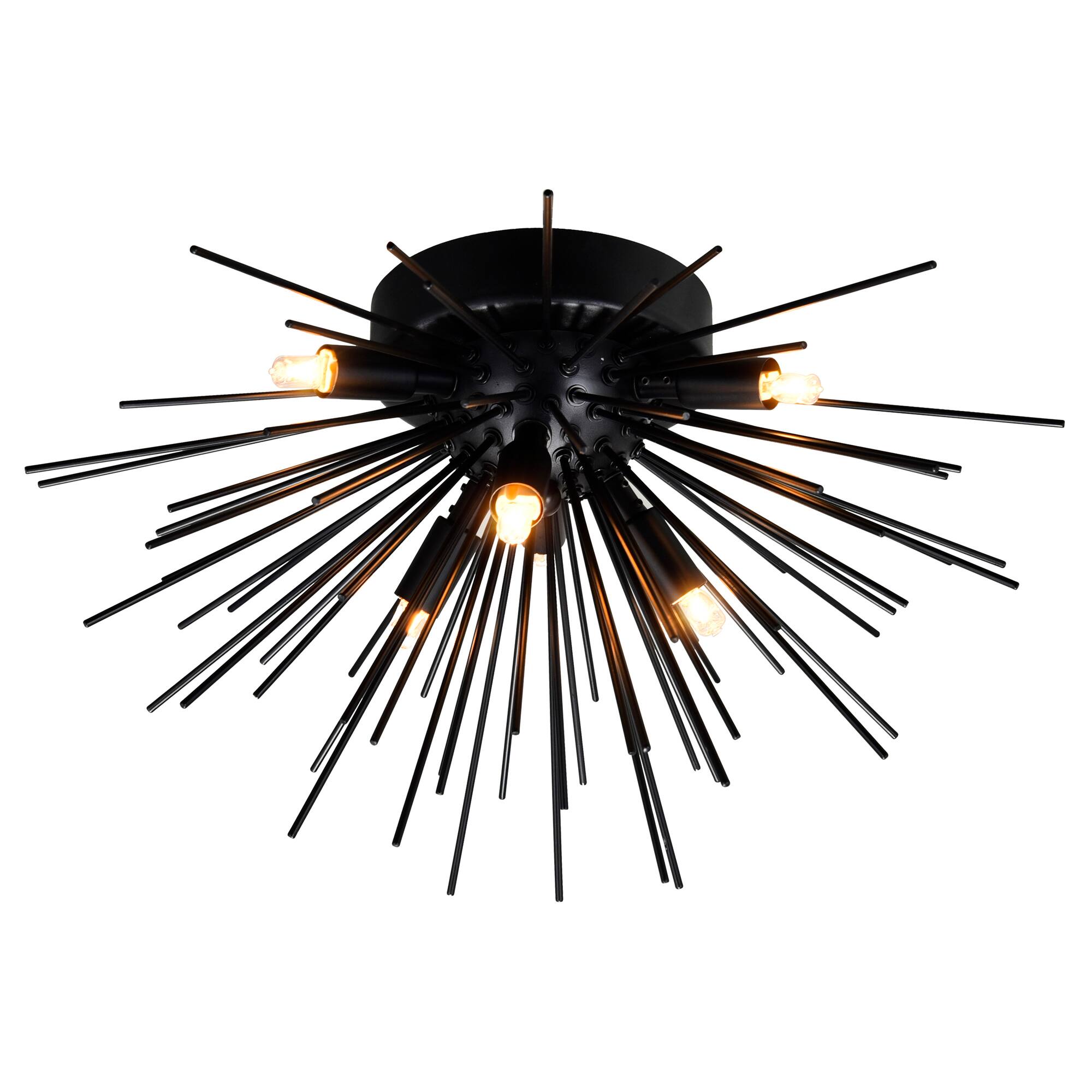 Back. CWI Lighting - Savannah 6 Light Flush Mount With Black Finish - Black.