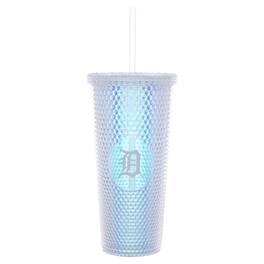 Logo Brands - Detroit Tigers 24oz. Iridescent Studded Travel Tumbler with Straw - Multicolor