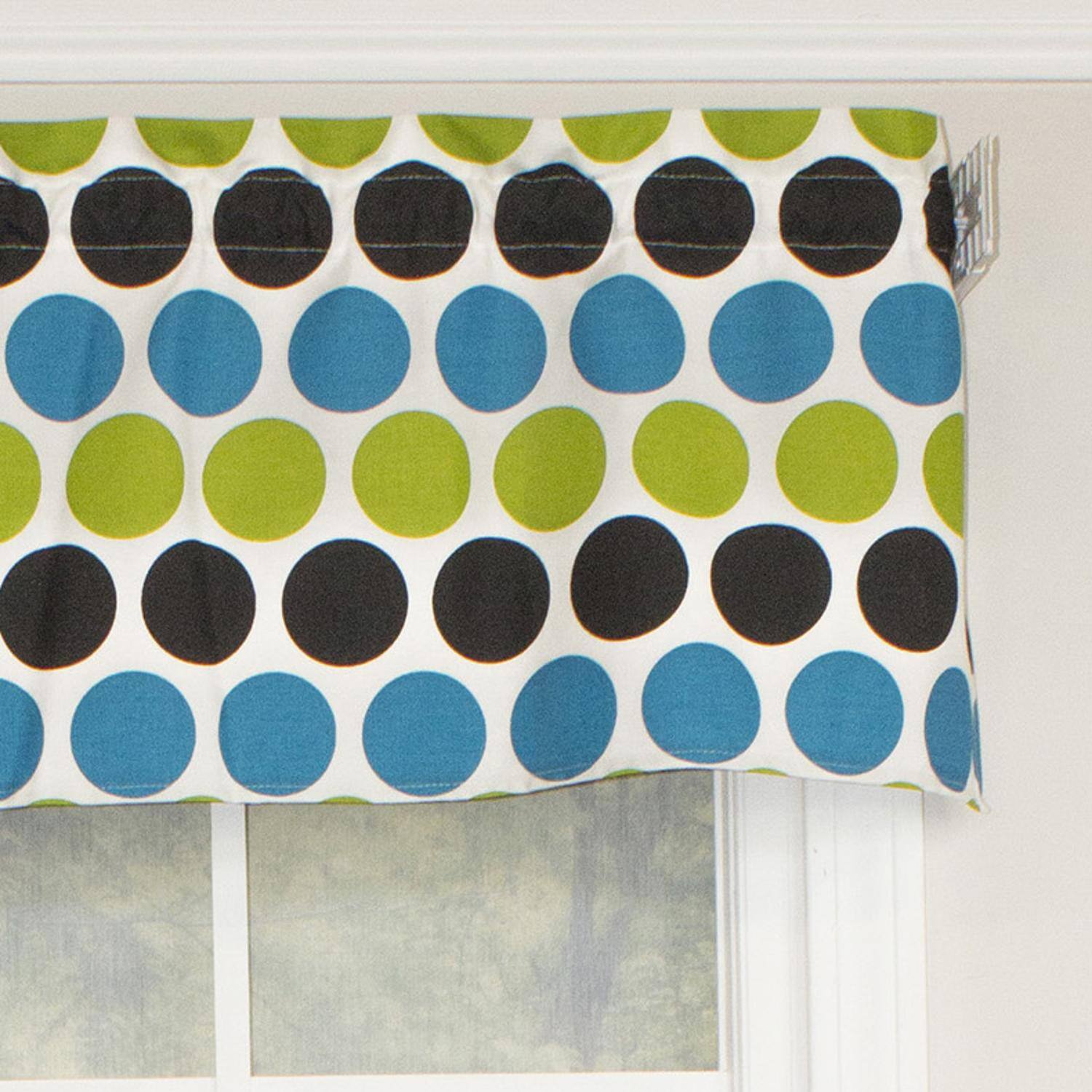 Left. RLF Home - RLF Home Fanci Tailored 100% Cotton with Fully Lined 3" Rod Pocket Valnance for Windows 50" x 14" Multi - Multi.