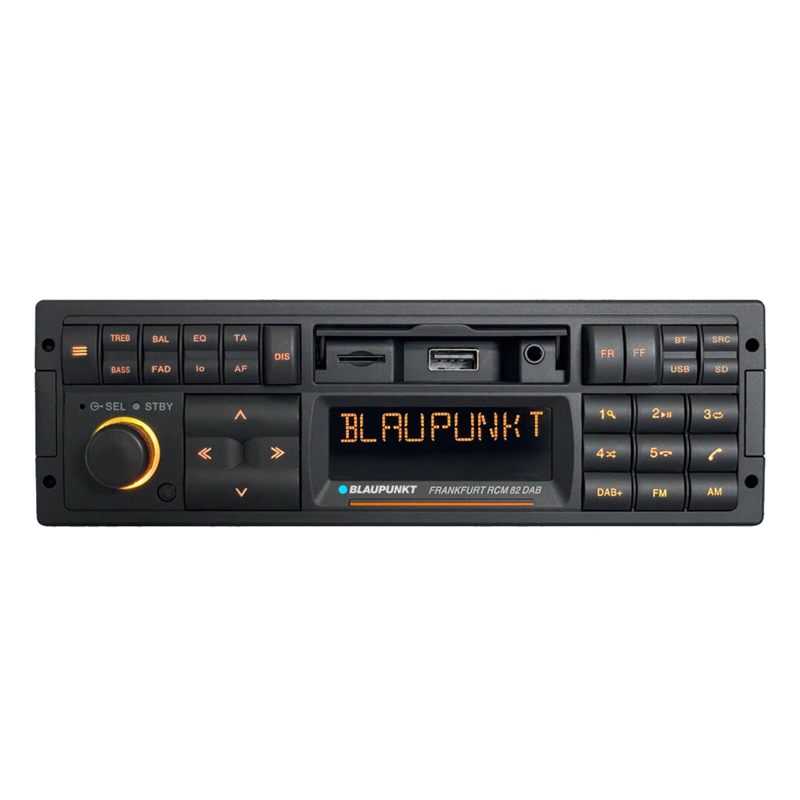 BLAUPUNKT  
FRANKFURT RCM 82 DAB  
TREB BAL EQ TA  
BASS FAD IO AF DIS  
USB SRC SD SEL STBY  
19  
BLAUPUNKT  
4x 2 5~  
3G  
BLAUPUNKT  
FRANKFURT  
DAB+ FM AM