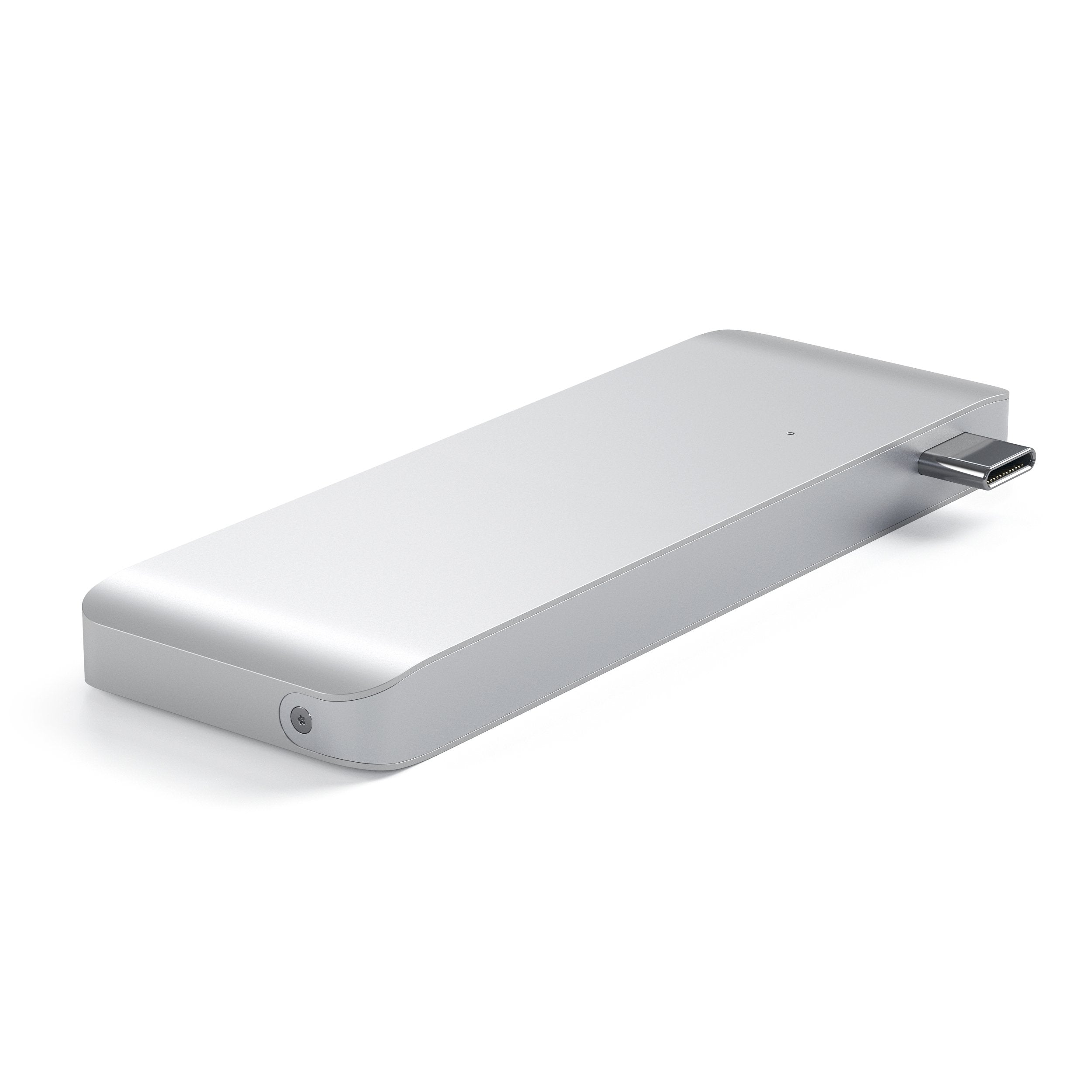 Alt View 5. Satechi - USB-C Pass-Through Hub Adapter 5-in-1 - 3 USB-A Data Ports & Micro/SD Card Readers for MacBook Pro/Air - Silver.