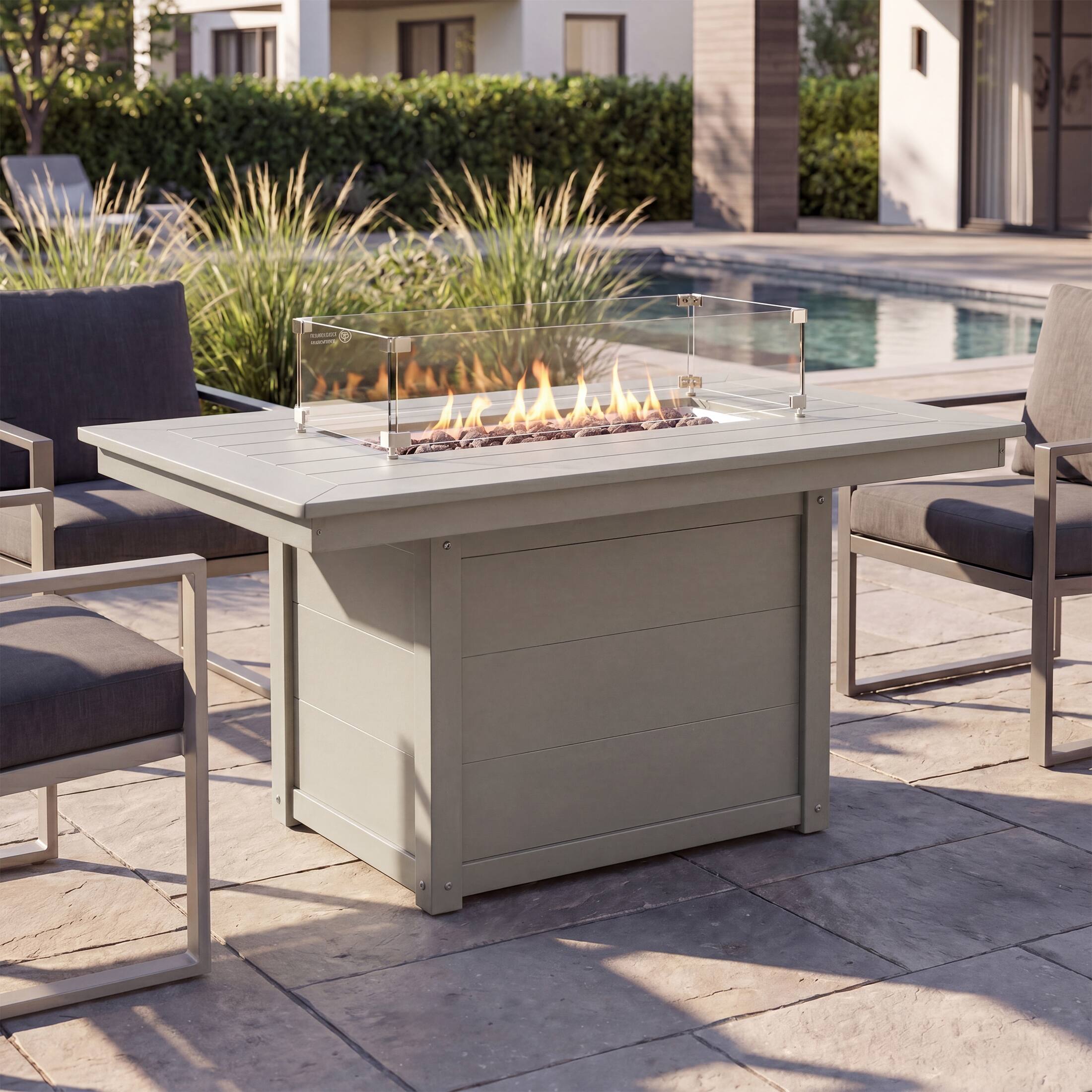 Angle. WestinTrends - WestinTrends Helios 46" Modern Outdoor 55,000 BTU Patio Gas Propane Rectangle Deck Fire Pit Table - Sand.