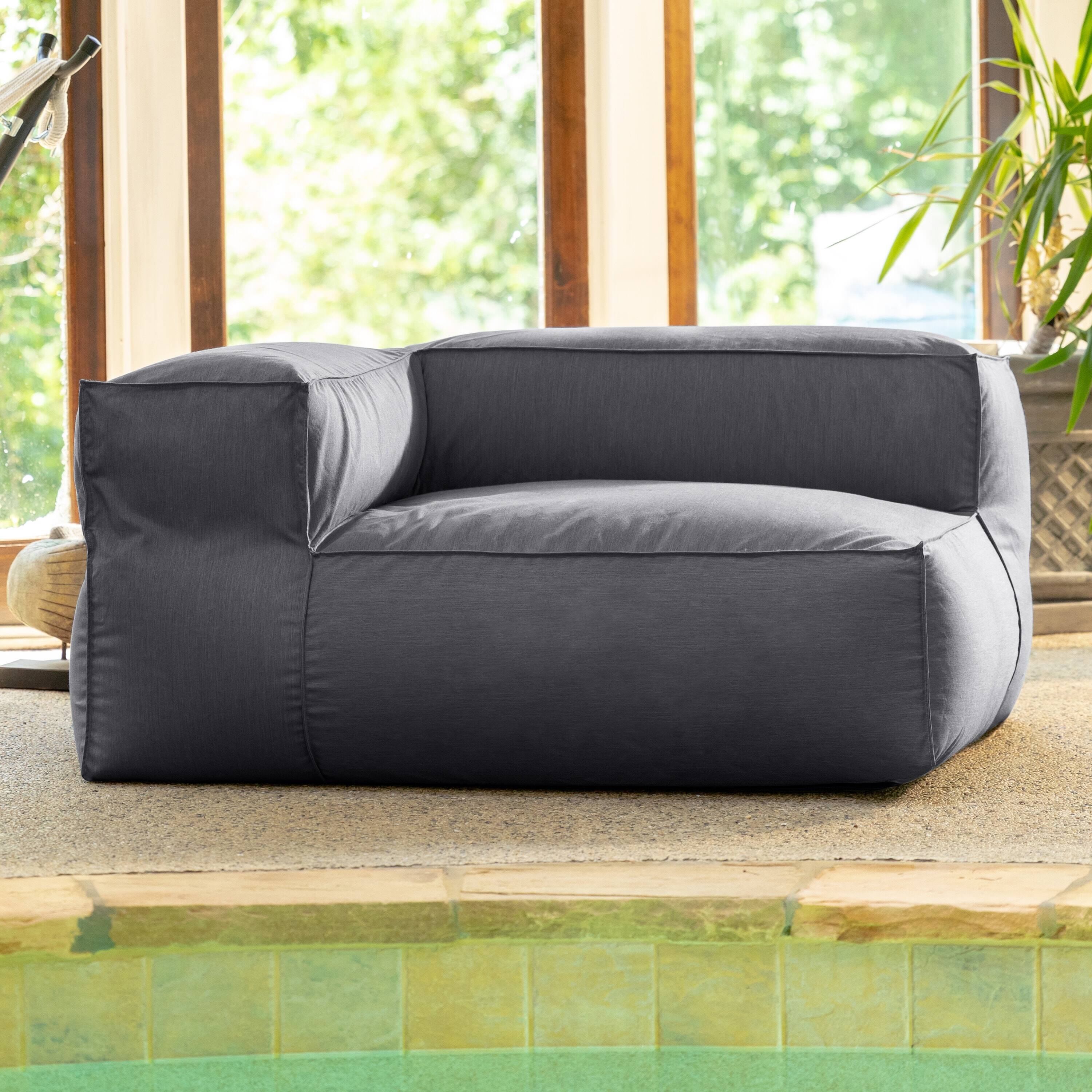 Angle. Jaxx - Baya Outdoor Right Corner - Sunbrella, Charcoal - Charcoal.