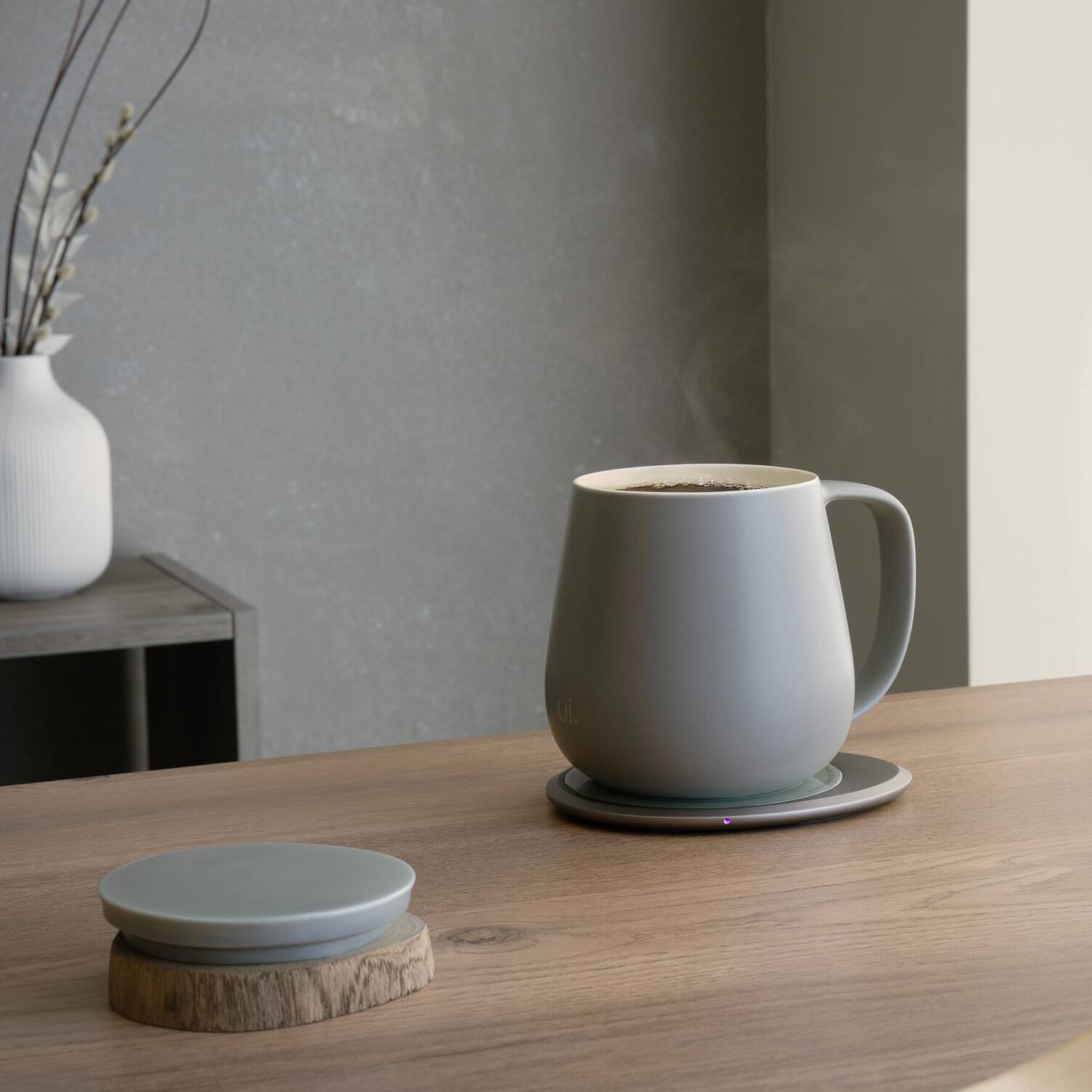 Left. OHOM - OHOM Ui Plus Set Self-Heating Mug Grey - Grey.