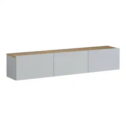 Front. FurniFact - Wall-Mounted TV Stand for Up to 75 Inch Displays in White and Sapphire Oak** - Brown.