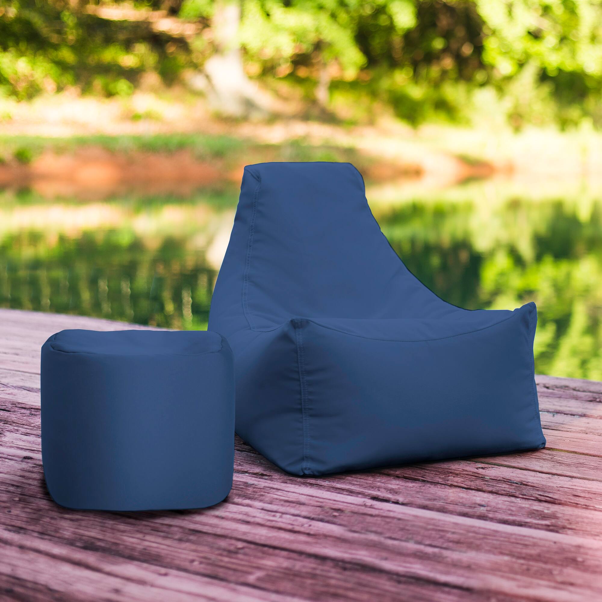 Angle. Jaxx - Jaxx Juniper Jr Outdoor Kids Bean Bag Chair / Childrens Garden Chair, Navy - Navy.
