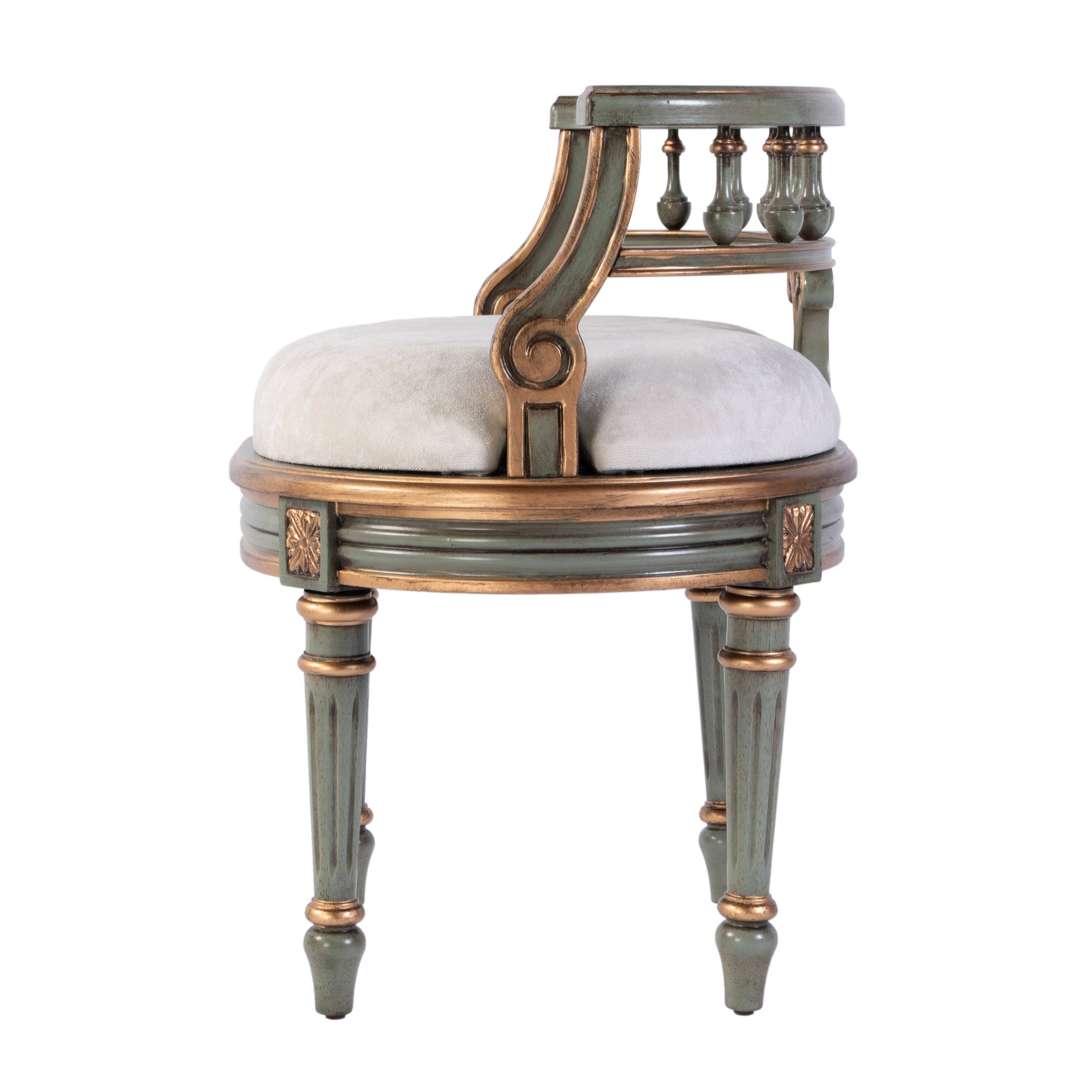 Alt View 4. Butler Specialty - Hathaway 22.5 in. W Oval Upholstered and Wood Traditional Vanity Seat - Pastel Green.