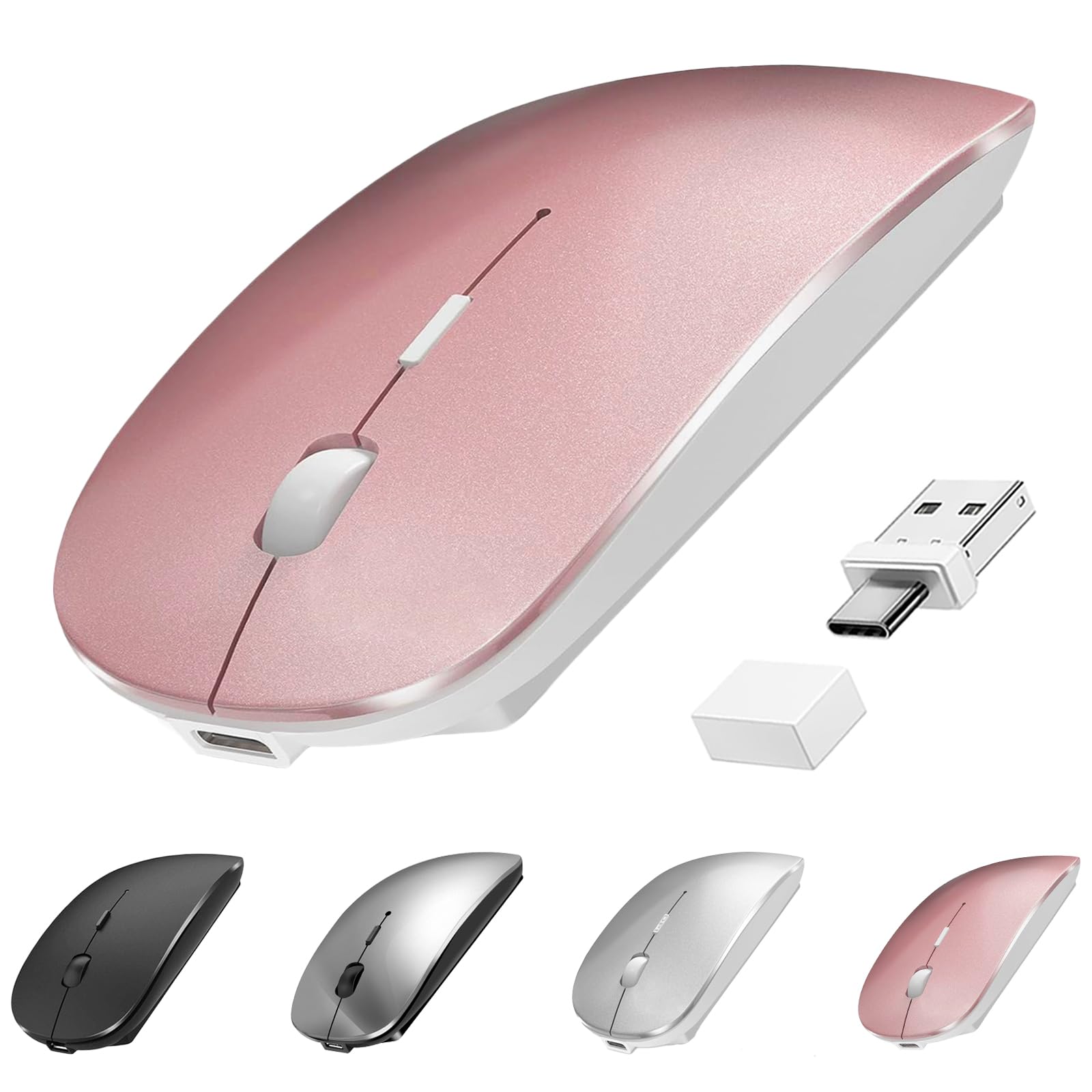 Front. PO3TICJUNKI3 - Mouse C For Macbook Air Pro Imac Laptop Desktop Computer Rechargeable Silent Desktopipadsurface - Rose Gold.