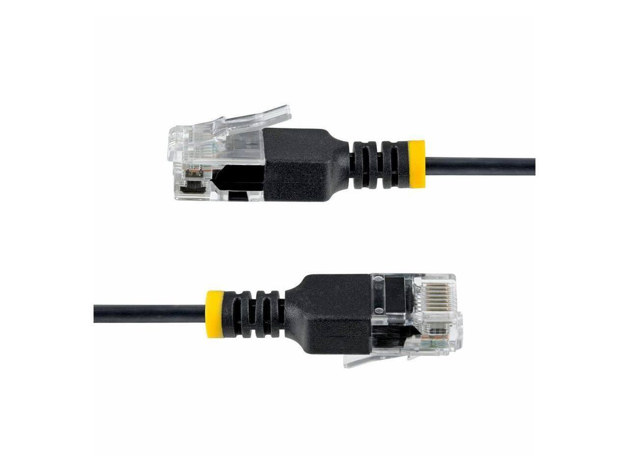 Alt View 2. StarTech.com - StarTech 6in Black Ultra Slim CAT6a Ethernet Cable, Snagless, UTP, 34AWG Bare Copper, Slim RJ45 Patch Cord.