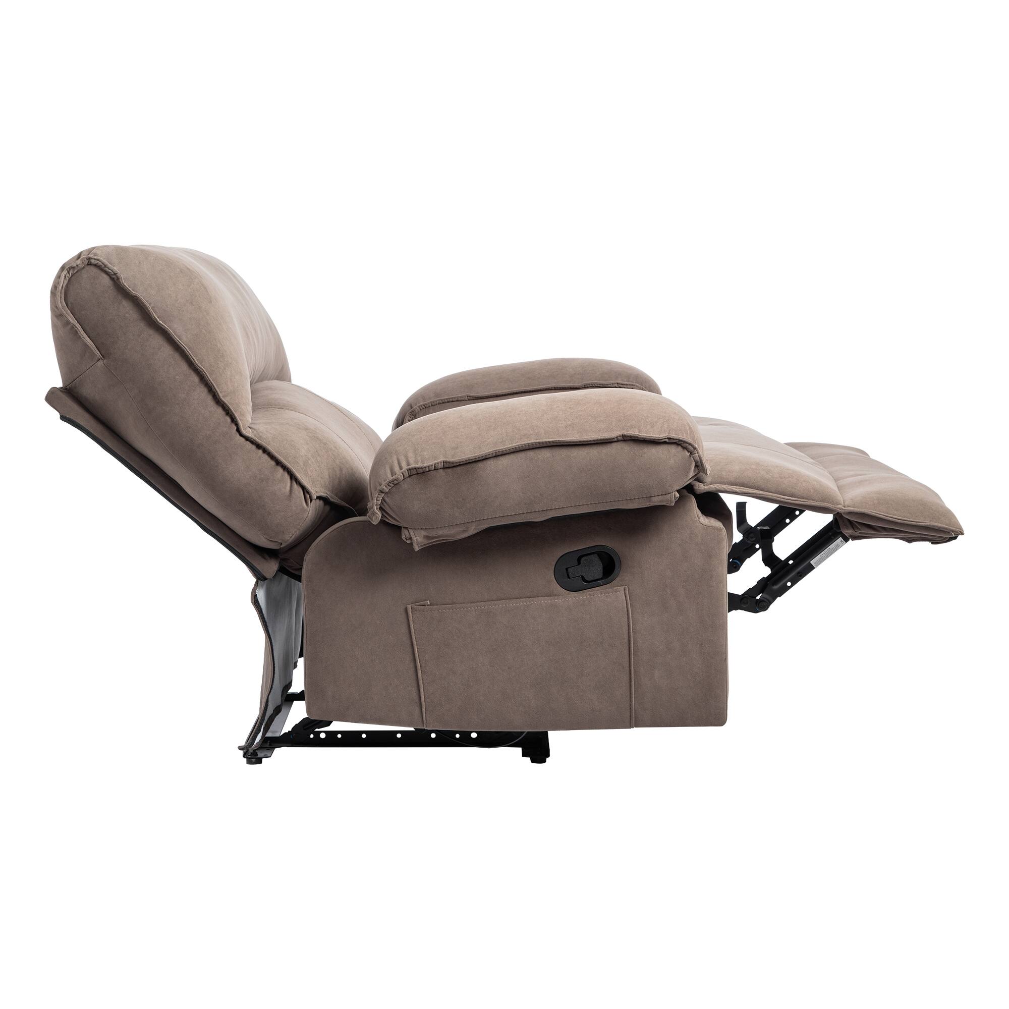 Alt View 8. APRILSOUL - Oversized Manual Recliner Chair Sofa for Living Room - Brown.