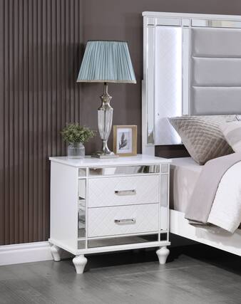 Front. Tiramisubest - Silver Champagne Nightstand with Contemporary Design - White.