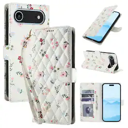 Dteck - Shockproof Floral Wallet Case for Apple iPhone Air, Premium PU Leather Protective Flip Cover with Card Slots Wrist Strap - A