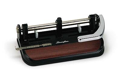 Alt View 5. Swingline - Woodgrain Accented Heavy Duty Desktop 3-Hole Punch, 40 Sheet Capacity, Black - Black.
