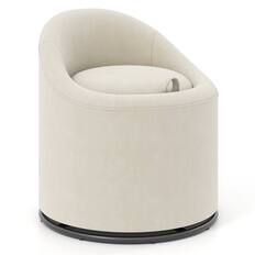 Front. Costway - Costway 1 PCS Barrel Chair with Storage 360° Swivel Upholstered Vanity Chair with Backrest - Beige.