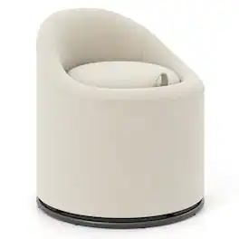 Costway - 1 PCS Barrel Chair with Storage 360° Swivel Upholstered Vanity Chair with Backrest - Beige