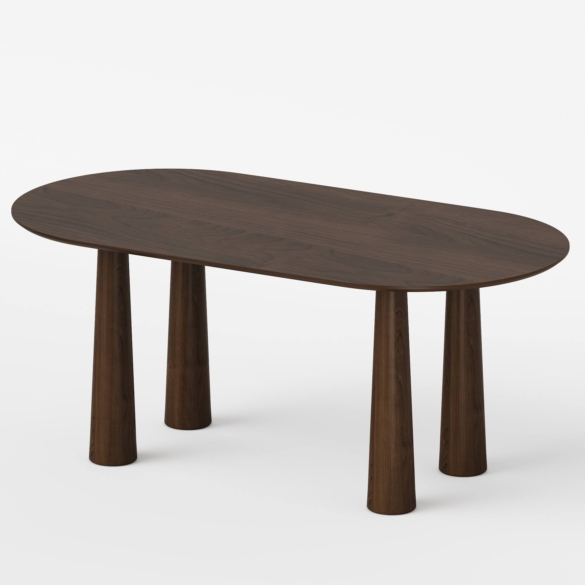 Angle. PexFix - Solid Wood Oval Dining Table | Modern Minimalist for 6, 67-Inch Kitchen Table with 4 Legs - Walnut.