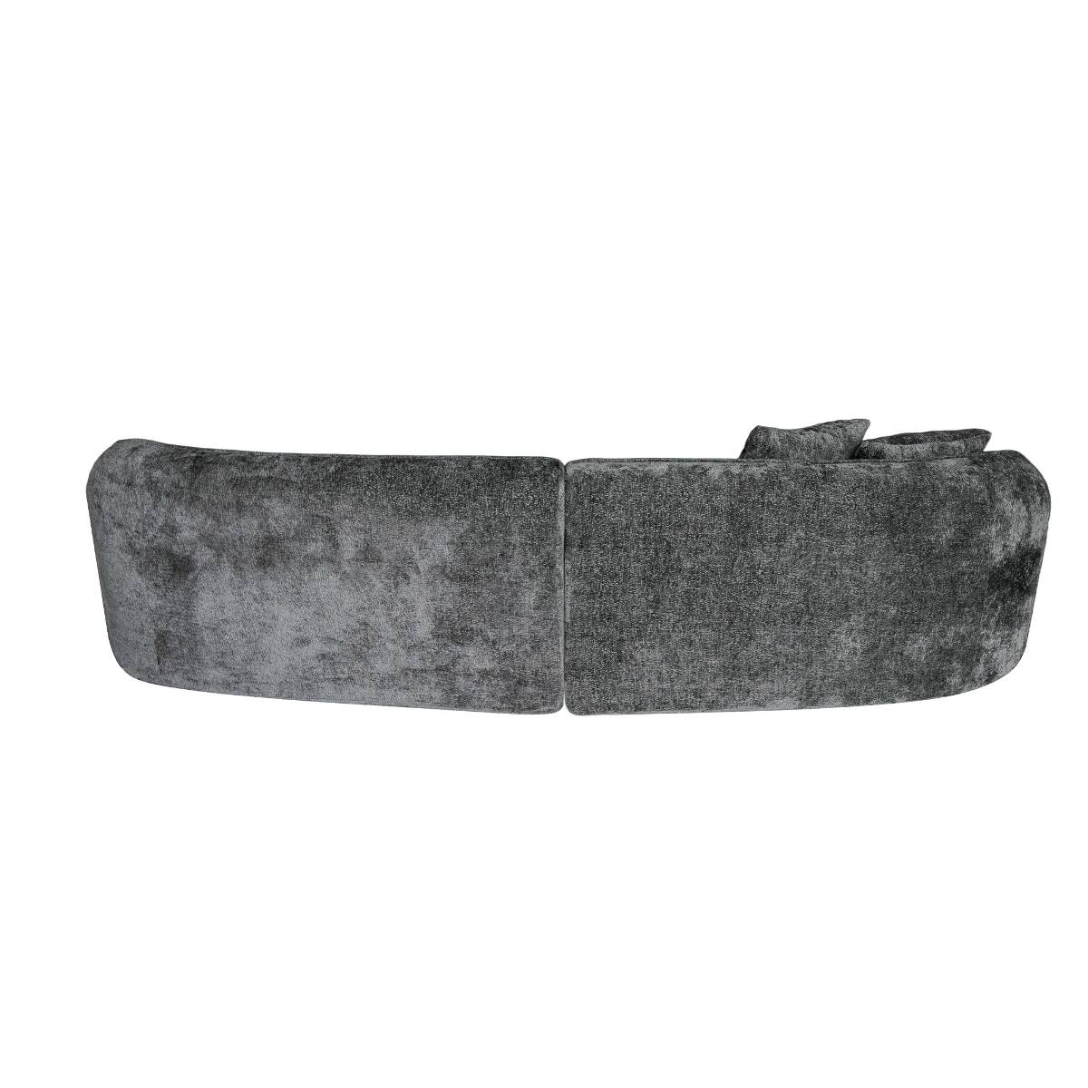 Alt View 2. Ropilly - Ropilly Curved Sectional Sofa, Dark Grey Chenille Couch with Deep Seats, Modern 4 Seat Modular Sofa - Dark Grey.