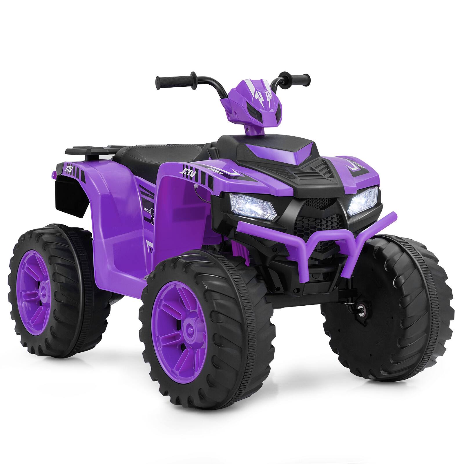 Front. HONGGE - 24V Kids Electric ATV Ride On Quad - Purple.