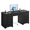 Front. Bestier - 59-inch Office Desk with Charging station, File Drawers & Cabinets for Study & Bedroom - Black.
