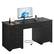 Front. Bestier - 59-inch Office Desk with Charging station, File Drawers & Cabinets for Study & Bedroom - Black.