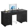 Bestier - 59-inch Office Desk with Charging station, File Drawers & Cabinets for Study & Bedroom - Black