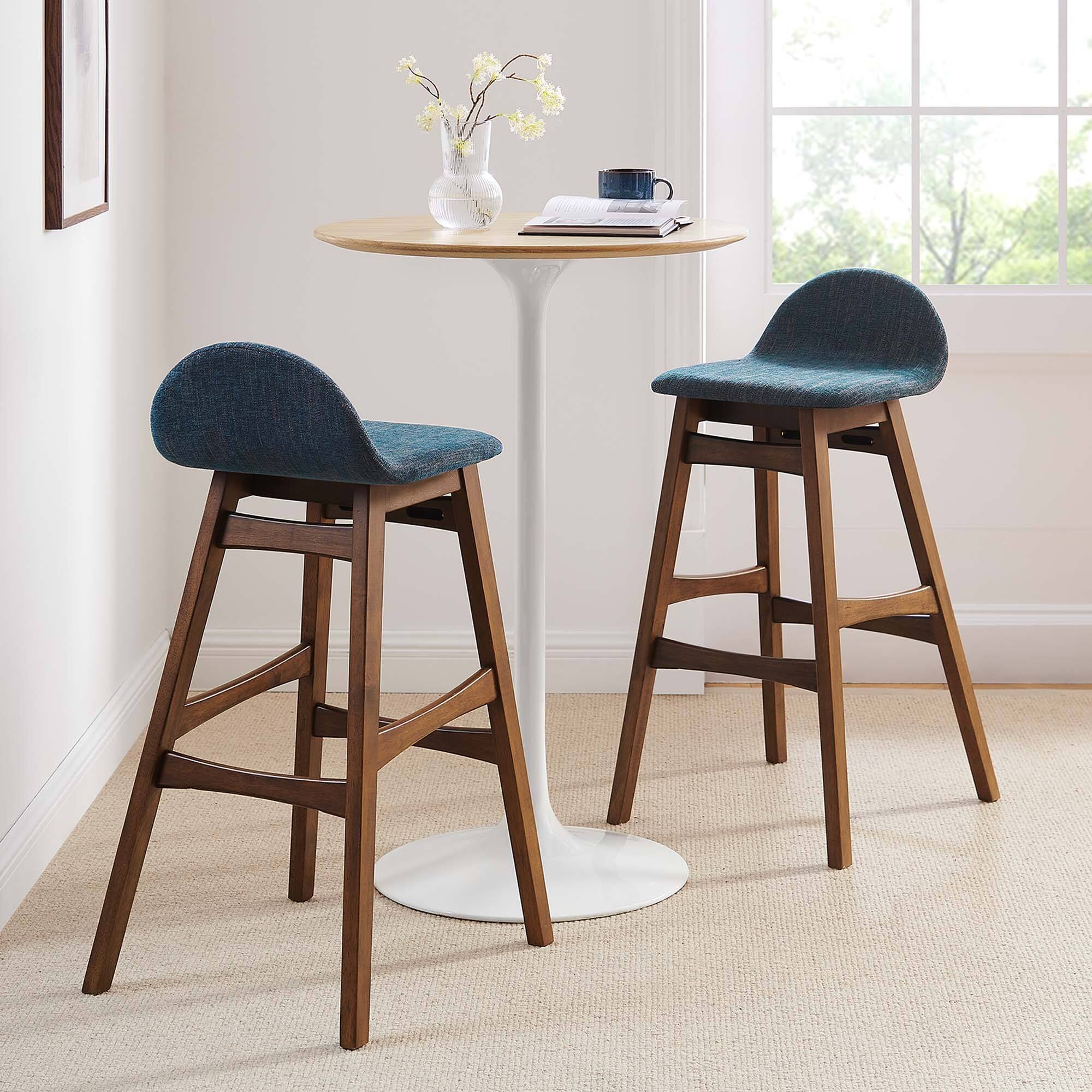 Alt View 5. Modway - Juno Wood Bar Stool Set of 2 - Blue.