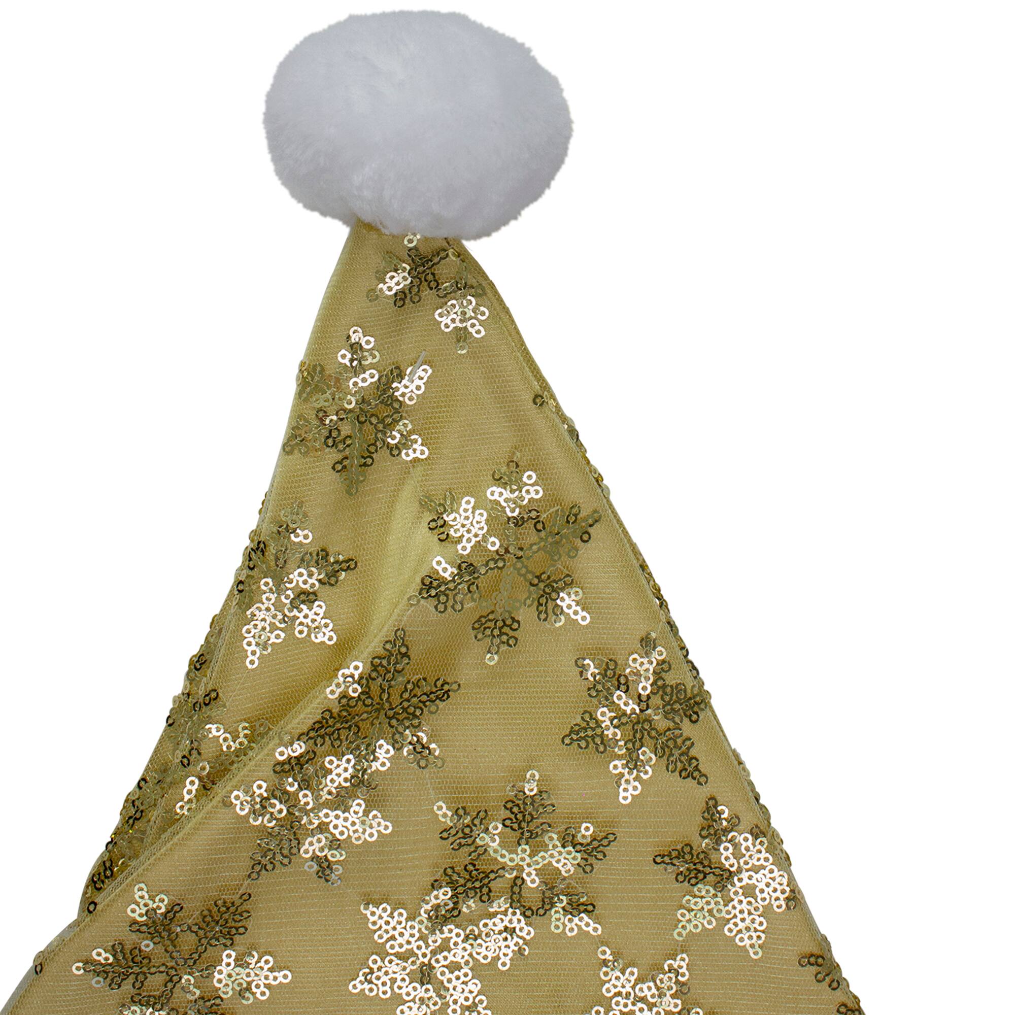 Alt View 3. Northlight - 21" Gold and White Sequin Snowflake Christmas Santa Hat Costume Accessory - Medium - Gold.