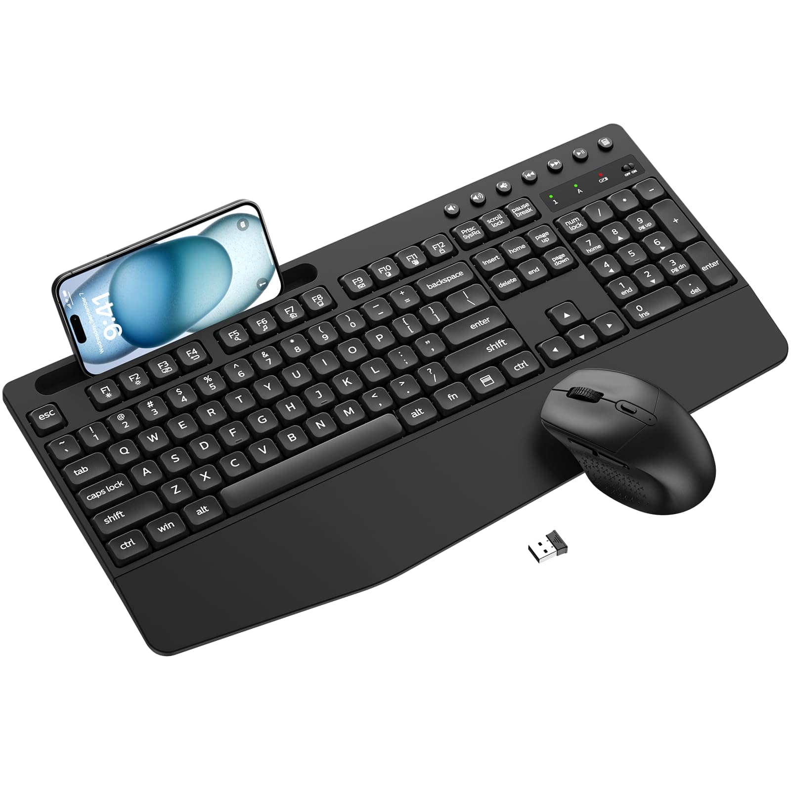 METALTON - And Mouse Combo With Palm Rest Phone Holder Quiet Comfortable Typing Compatible For Windows Laptop Pc - Black Graphite