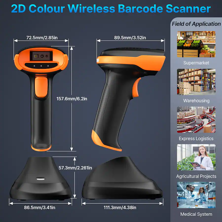 AGPtek Bluetooth & 2.4GHz Wireless Barcode Scanner for Color Barcodes ...