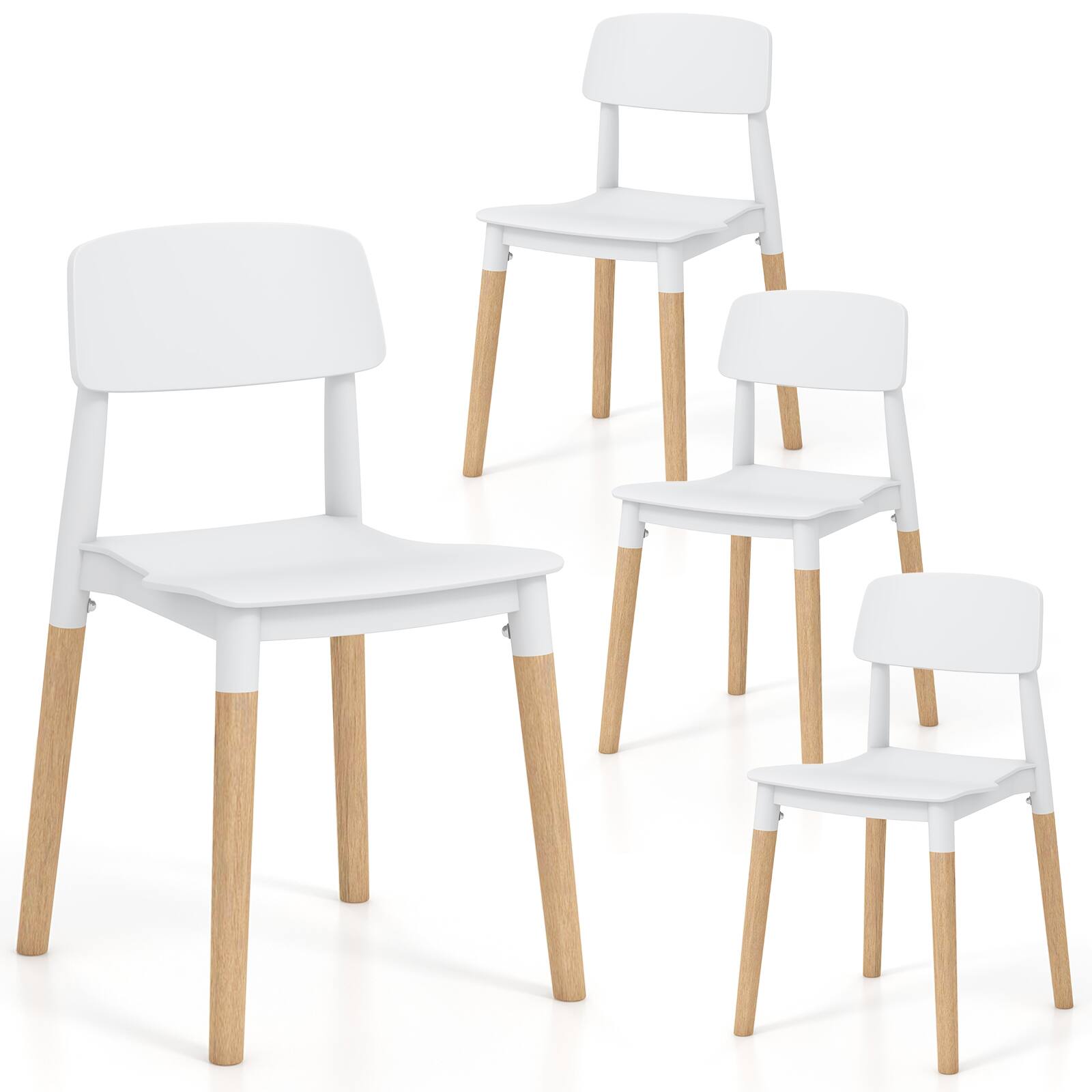 Alt View 2. Sugift - Modern Dining Side Chairs Set of 4 with Ergonomic Backrest for Dining Room - White.