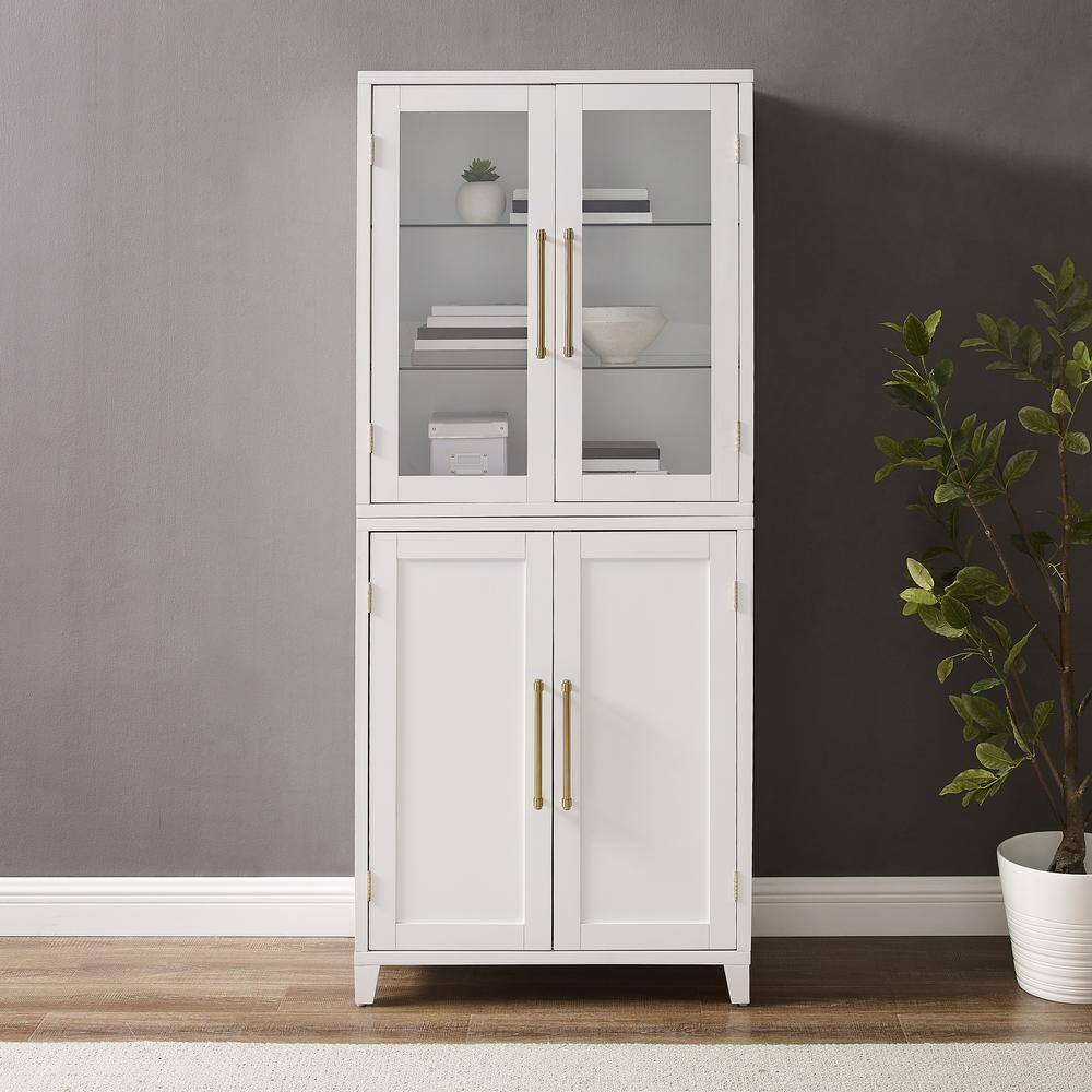 Alt View 4. Crosley Furniture - Roarke Pantry Storage Cabinet With Glass Door Hutch - White.